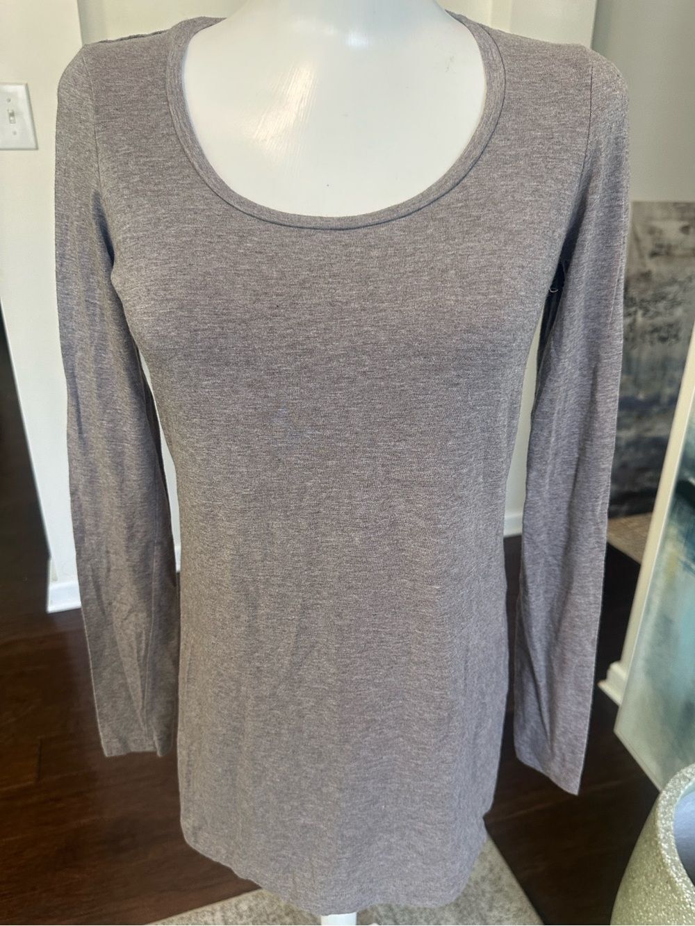 White + Warren Cocoa Scoopneck Long Sleeved Shirt S